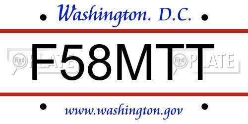 F58MTT District Of Columbia License Plate
