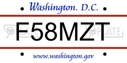 F58MZT District Of Columbia License Plate
