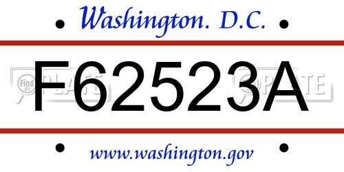 F62523A District Of Columbia License Plate