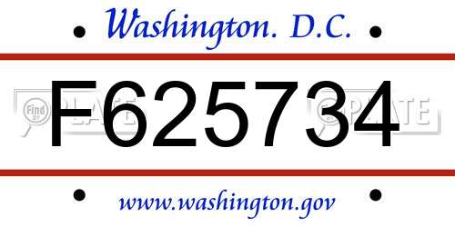 F625734 District Of Columbia License Plate