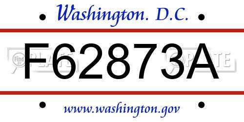 F62873A District Of Columbia License Plate