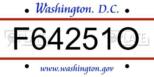 F64251O District Of Columbia License Plate