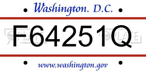 F64251Q District Of Columbia License Plate