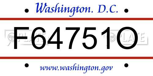 F64751O District Of Columbia License Plate