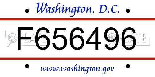 F656496 District Of Columbia License Plate