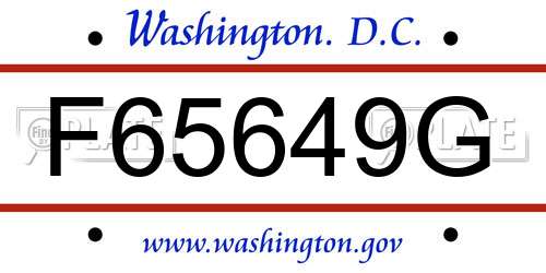 F65649G District Of Columbia License Plate