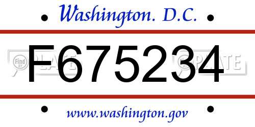 F675234 District Of Columbia License Plate