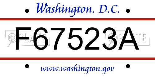 F67523A District Of Columbia License Plate