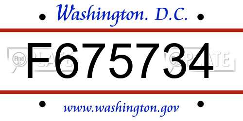 F675734 District Of Columbia License Plate