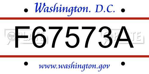 F67573A District Of Columbia License Plate