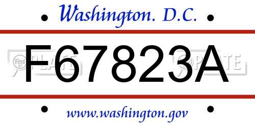 F67823A District Of Columbia License Plate