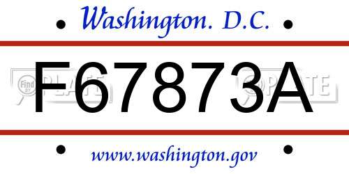 F67873A District Of Columbia License Plate