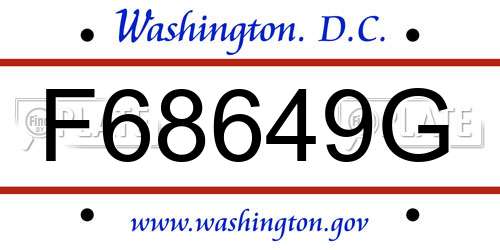 F68649G District Of Columbia License Plate