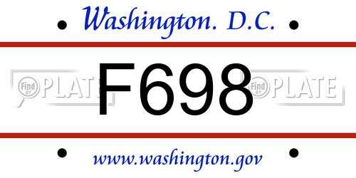 F698 District Of Columbia License Plate