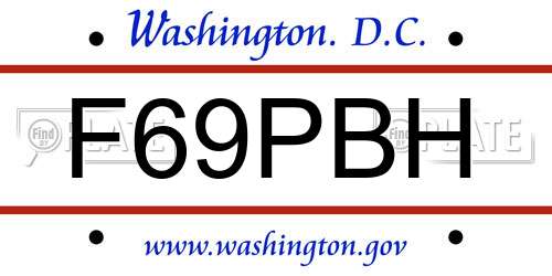 F69PBH District Of Columbia License Plate