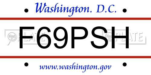 F69PSH District Of Columbia License Plate