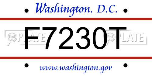 F7230T District Of Columbia License Plate