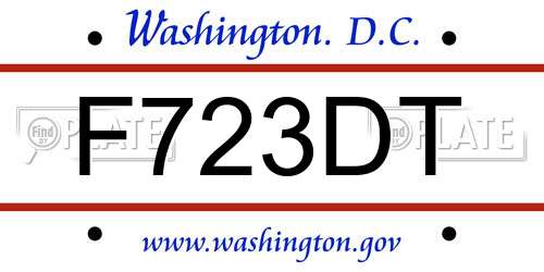 F723DT District Of Columbia License Plate