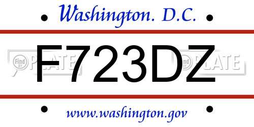 F723DZ District Of Columbia License Plate