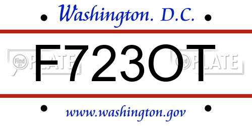 F723OT District Of Columbia License Plate