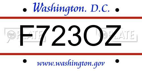 F723OZ District Of Columbia License Plate