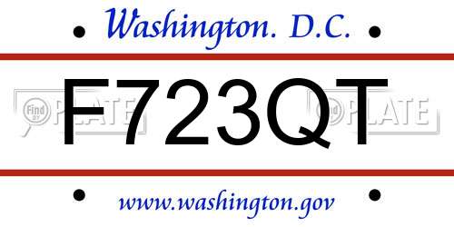 F723QT District Of Columbia License Plate