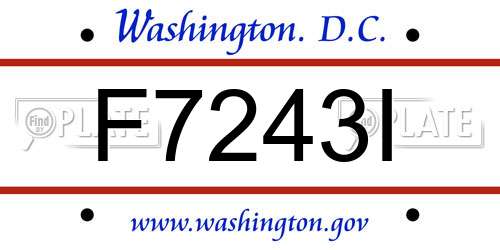 F7243I District Of Columbia License Plate