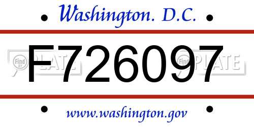 F726097 District Of Columbia License Plate