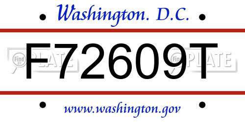 F72609T District Of Columbia License Plate