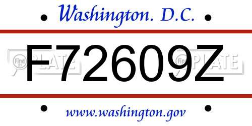F72609Z District Of Columbia License Plate