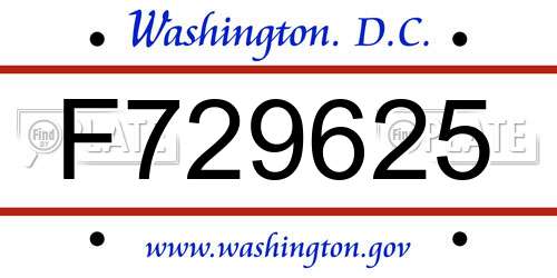 F729625 District Of Columbia License Plate