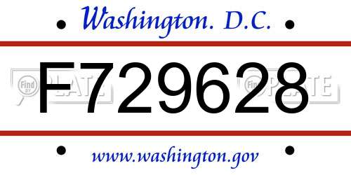 F729628 District Of Columbia License Plate