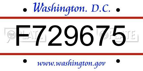 F729675 District Of Columbia License Plate