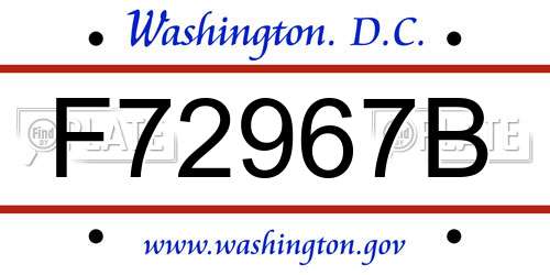 F72967B District Of Columbia License Plate