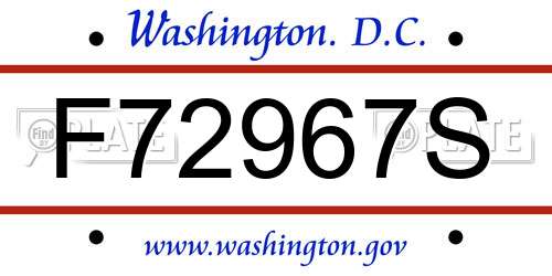 F72967S District Of Columbia License Plate