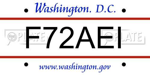 F72AEI District Of Columbia License Plate