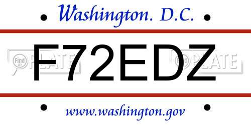 F72EDZ District Of Columbia License Plate