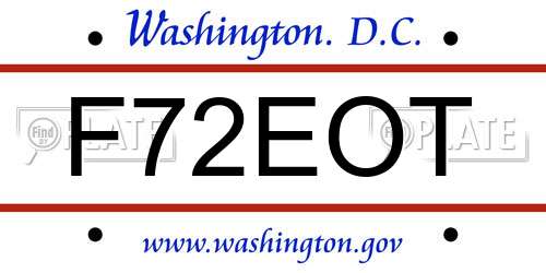 F72EOT District Of Columbia License Plate