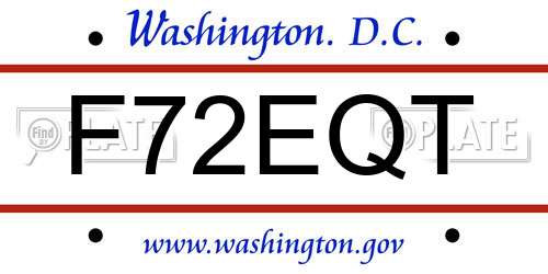 F72EQT District Of Columbia License Plate