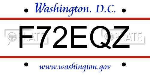 F72EQZ District Of Columbia License Plate