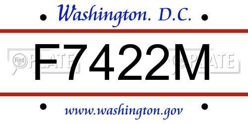 F7422M District Of Columbia License Plate