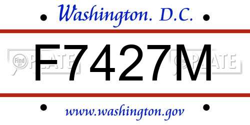 F7427M District Of Columbia License Plate
