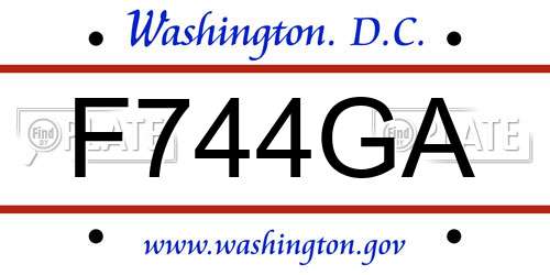 F744GA District Of Columbia License Plate