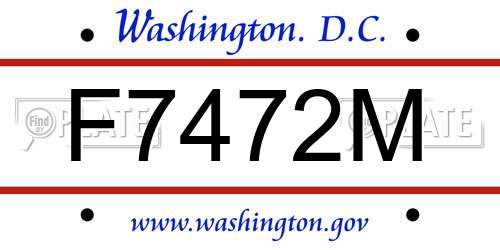 F7472M District Of Columbia License Plate