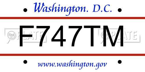 F747TM District Of Columbia License Plate
