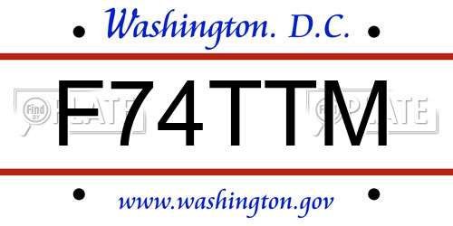 F74TTM District Of Columbia License Plate