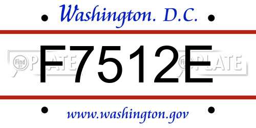 F7512E District Of Columbia License Plate