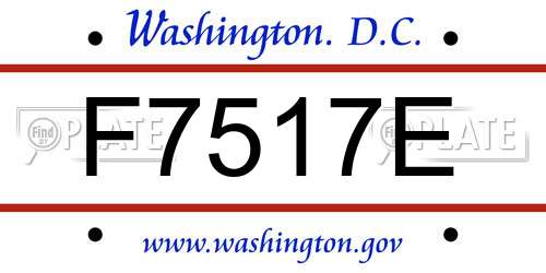 F7517E District Of Columbia License Plate