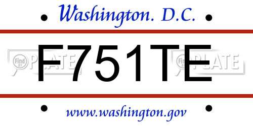 F751TE District Of Columbia License Plate