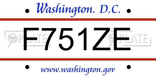 F751ZE District Of Columbia License Plate
